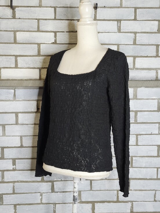 Lucky Brand Tops - • Lucky Brand Women's Long Sleeve Floral Lace Sheer Blouse Size Large Black